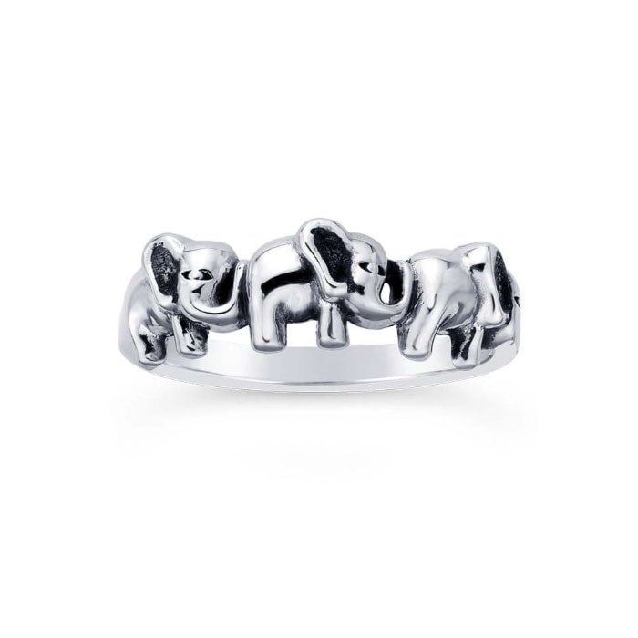 Essentials And Now This Elephant Band Ring in Silver-Plate - Macy's